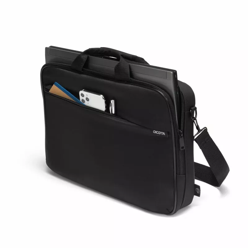 DICOTA Top Traveller ONE D32094-RPET soma portatīvajam datoram 14-16 collu, 300D pārstrādāts PET poliesters, melnā krāsā