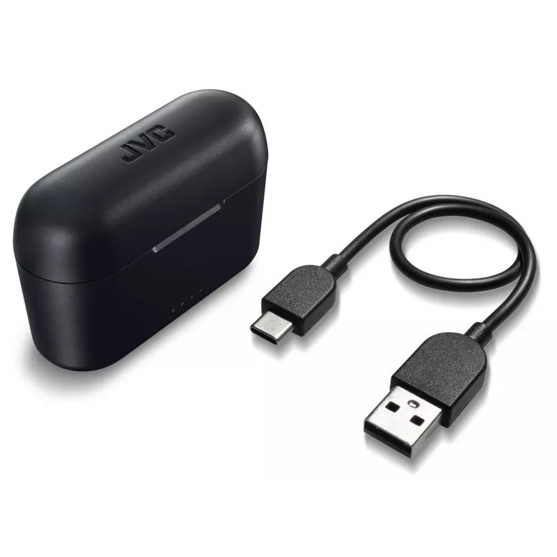JVC HA-A3T-B-U patiesi bezvadu austiņas ausīs, Bluetooth, ar mikrofonu, 7,5 h atskaņošanas laiks, melnā krāsā