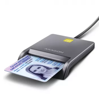 Axagon CRE-SM3T USB-A viedkaršu / ID karšu plakanais lasītājs, USB 2.0, 1,3 m, melns, 56 g