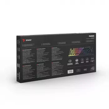 Savio SAVGK-PHENIX YELLO dzeltena mehāniska spēļu tastatūra 82 taustiņi RGB USB RF Bluetooth