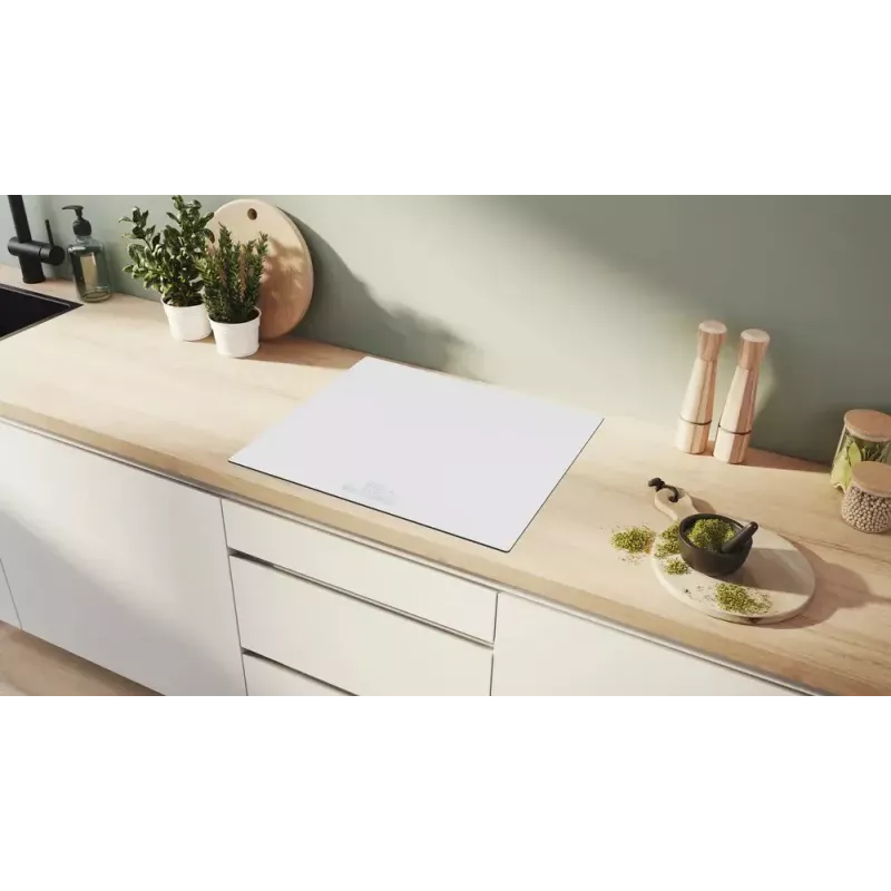 Indukcijas plīts virsma Bosch Serie 6 PIF612BB1E, 4 zonu iebūvējamā, 60 cm, balta, skārienvadība