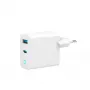 Gembird TA-UC-PDQC30L-W-01 2 portu 30 W GaN ātrais USB lādētājs, 1x USB-C PD, 1x USB-A QC3.0, 100–240 V, LED, balts