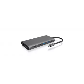 ICY BOX IB-DK4050-CPD Vadu USB 3.2 Gen 1 (3.1 Gen 1) Type-C dokstacija, antracīta