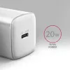 Axagon ACU-PD20W sienas lādētājs 1x QC3.0/AFC/FCP/PD type-C 20W balts