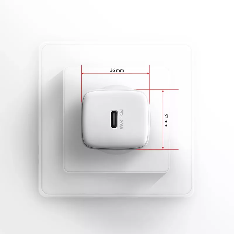 Axagon ACU-PD20W sienas lādētājs 1x QC3.0/AFC/FCP/PD type-C 20W balts