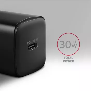 Axagon ACU-PD30 PD3.0 & QC4+ 1x IZEJA sienas lādētājs 30W, Iekštelpām, Maiņstrāva, Melns