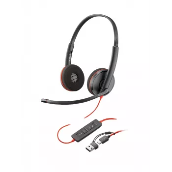 HP Poly Blackwire 3220 Stereo USB-C austiņas ar mikrofonu + USB-C/A adapteris (Bulk)