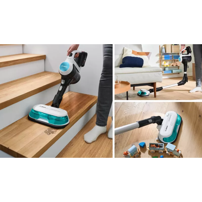 Bosch BCS71HYG1 stieņa putekļsūcējs/elektriskā slotiņa, akumulatora, slapjā/sausā tīrīšana, HEPA, bezputekļu maisa, 0.3 L, 23.5 W, melns/balts, 3 Ah