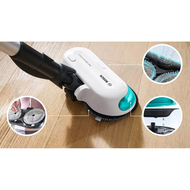 Bosch BCS71HYG1 stieņa putekļsūcējs/elektriskā slotiņa, akumulatora, slapjā/sausā tīrīšana, HEPA, bezputekļu maisa, 0.3 L, 23.5 W, melns/balts, 3 Ah