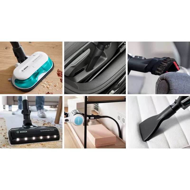 Bosch BCS71HYG1 stieņa putekļsūcējs/elektriskā slotiņa, akumulatora, slapjā/sausā tīrīšana, HEPA, bezputekļu maisa, 0.3 L, 23.5 W, melns/balts, 3 Ah