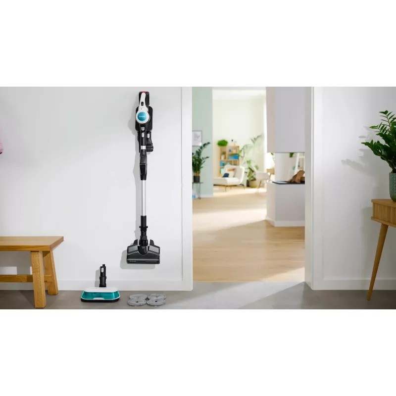 Bosch BCS71HYG1 stieņa putekļsūcējs/elektriskā slotiņa, akumulatora, slapjā/sausā tīrīšana, HEPA, bezputekļu maisa, 0.3 L, 23.5 W, melns/balts, 3 Ah