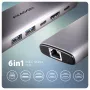 Axagon HMC-6G2L USB 10Gbps centrmezgls, 2x USB-A, 1x USB-C, HDMI 4k/60Hz, RJ-45, PD 100W