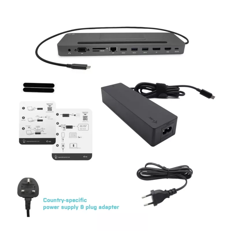 i-tec Metal SB-C Ergonomic 4K 3x Display Docking Station ar Power Delivery 85 W un Universāls Lādētājs 100 W
