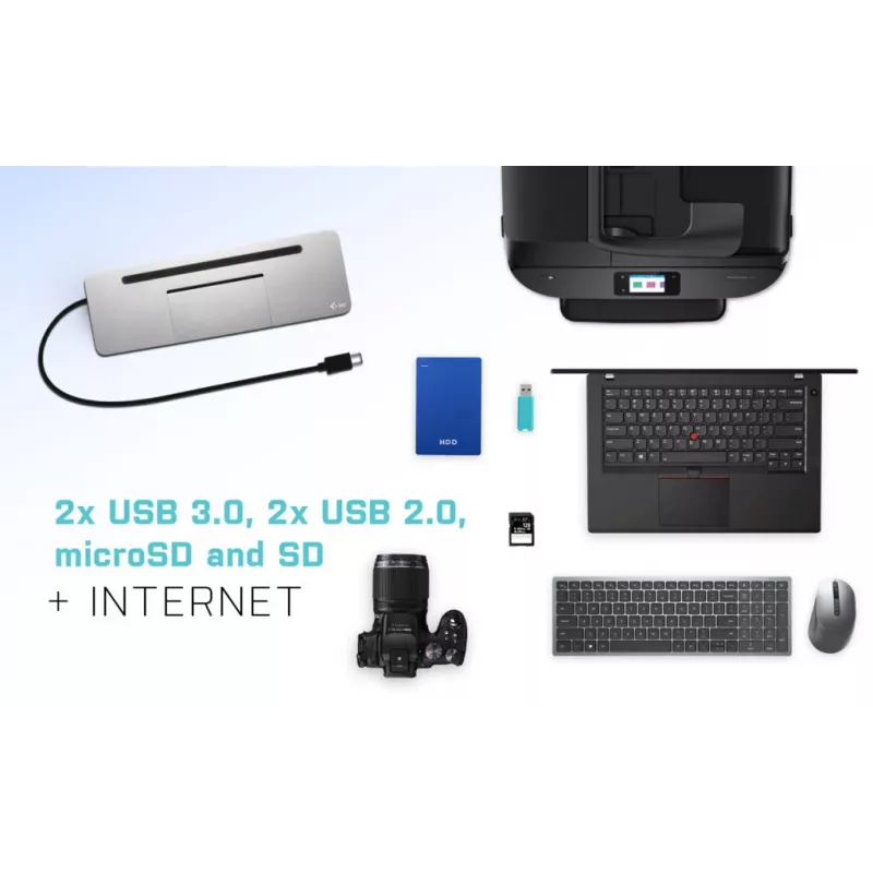 i-tec Metal SB-C Ergonomic 4K 3x Display Docking Station ar Power Delivery 85 W un Universāls Lādētājs 100 W