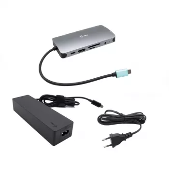 i-tec Metal USB-C Nano Dokstacija HDMI/VGA ar LAN un 100W Lādētājs