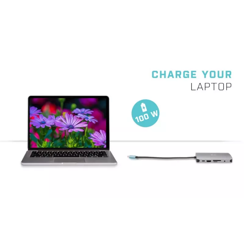 i-tec Metal USB-C Nano Dokstacija HDMI/VGA ar LAN un 100W Lādētājs