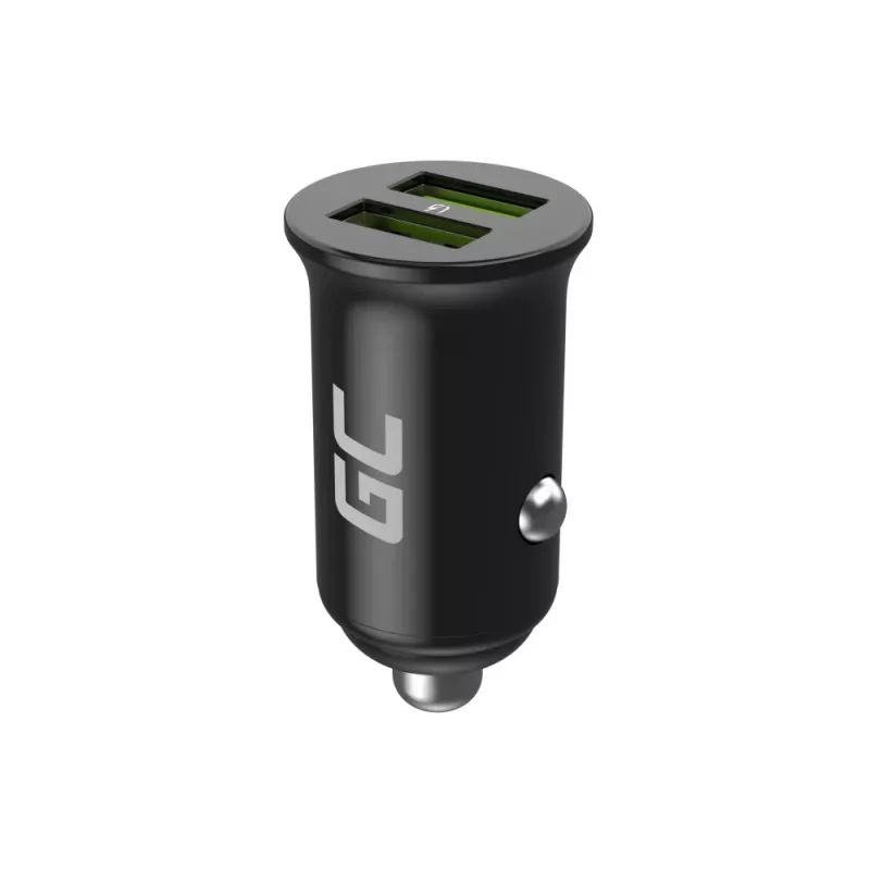 Green Cell GC PowerRide Nano36 CADM-GC-36AA auto lādētājs 36 W 6 A, 2 × USB-A, ātrā lādēšana Ultra Charge, 12/24 V, melns
