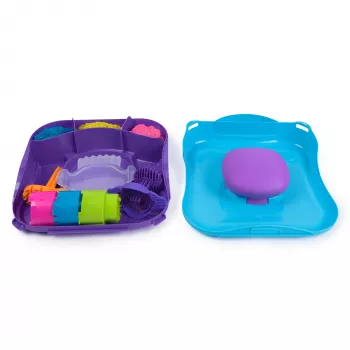 Kinetic Sand SquishMotion komplekts ar 1lb modelējamām smiltīm, zīmogu un 5 instrumentiem, uzglabāšanas kastē, sensorā rotaļlieta bērniem no 5 gadu vecuma