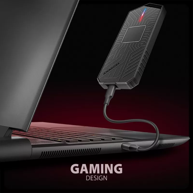 Axagon EEM2-GAM ārējais USB-C 10Gbps metāla korpuss M.2 NVMe un SATA SSD diskiem (bezskrūvju)