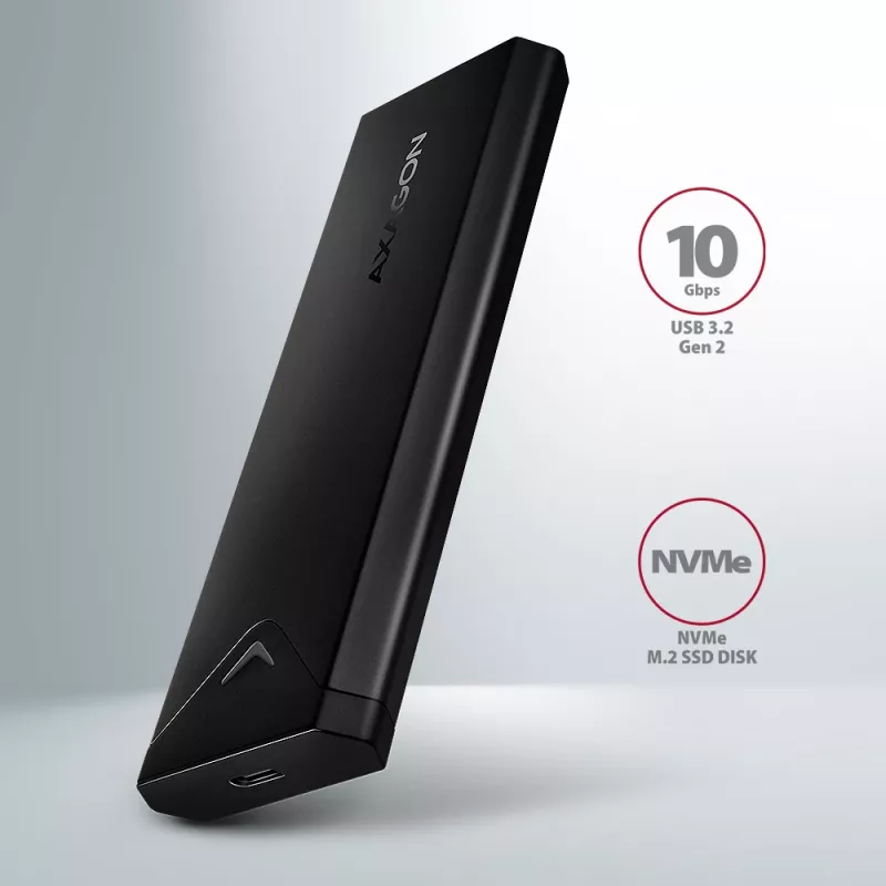 Axagon EEM2-UB2 ārējā USB-C 10Gbps metāla kaste M.2 NVMe SSD diskiem, melna