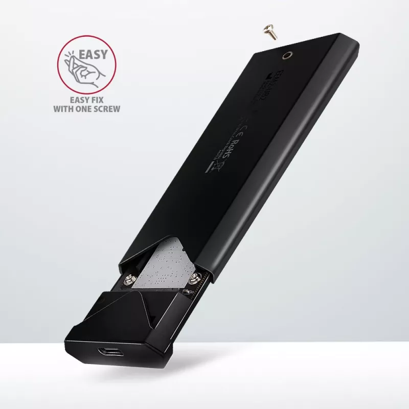 Axagon EEM2-UB2 ārējā USB-C 10Gbps metāla kaste M.2 NVMe SSD diskiem, melna