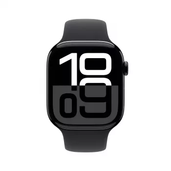 Viedpulkstenis Apple Watch Series 10 GPS 46mm Jet Black Alumīnija Korpusā ar Melnu Sporta Siksniņu S/M
