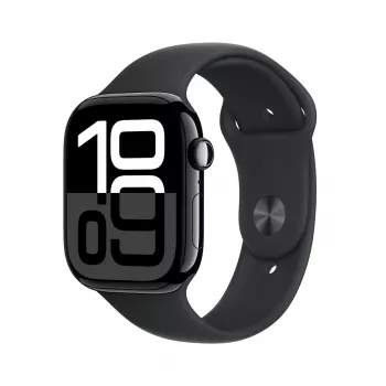 Viedpulkstenis Apple Watch Series 10 GPS 46mm Jet Black Alumīnija Korpusā ar Melnu Sporta Siksniņu S/M