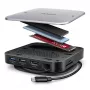 Axagon HMC-UFO USB-C centrmezgls M.2 SATA/NVMe 1 Gbit/s Ethernet 384 kHz Audio vadu USB 3.2 Gen 2 (3.1 Gen 2) Type-C Melns