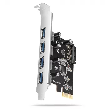 Axagon PCEU-430RS PCIe kontrolieris 4x ārējie USB-A 5Gbps porti, PCIe, USB 3.2 Gen 1, Sievišķais, Full-height, PCIe 2.0, SATA 15-pin