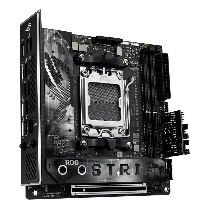Mātesplate ASUS ROG STRIX X870-I GAMING WIFI mini ITX · AMD X870 · Socket AM5 · DDR5 · 2 DIMM · Wi‑Fi 7 · Bluetooth 5.4
