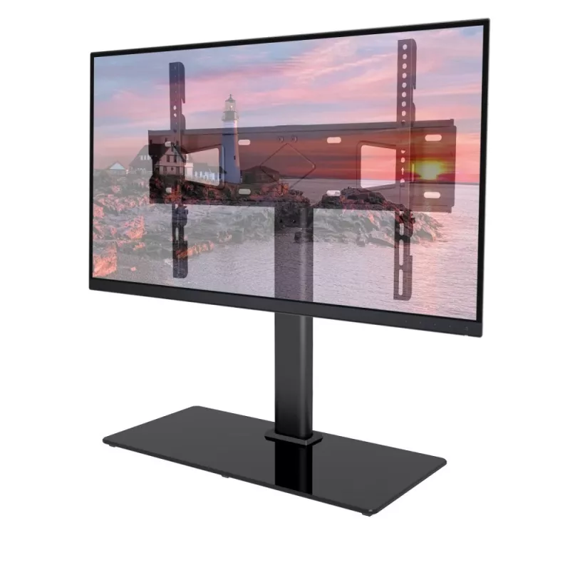 Techly ICA-LCD S07L televizora statīvs, 32–65 collas (81–165,1 cm), 45 kg, VESA 600x400, rūdīta stikla pamatne, melns