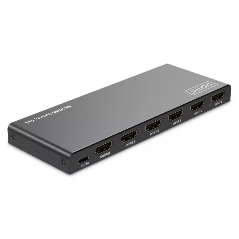 DIGITUS 5x1 HDMI Slēdzis, 8K/60Hz (4:4:4), HDR, HDCP2.3