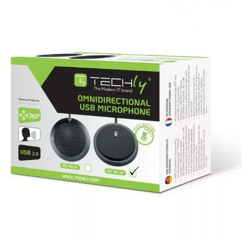 Konferences mikrofons TECHLY 362725, USB, omnidirekcionāls, 3 m diapazons