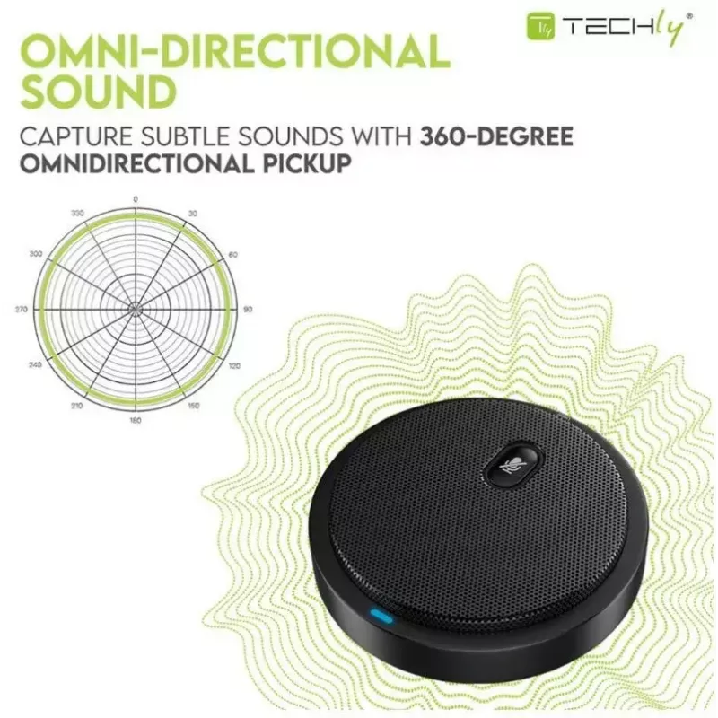Konferences mikrofons TECHLY 362725, USB, omnidirekcionāls, 3 m diapazons