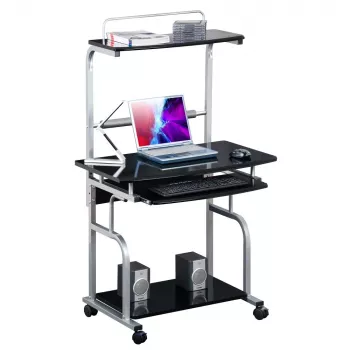 Techly Compact Multi-Function Computer Desk, Glossy Black ICA-TB 7800BK