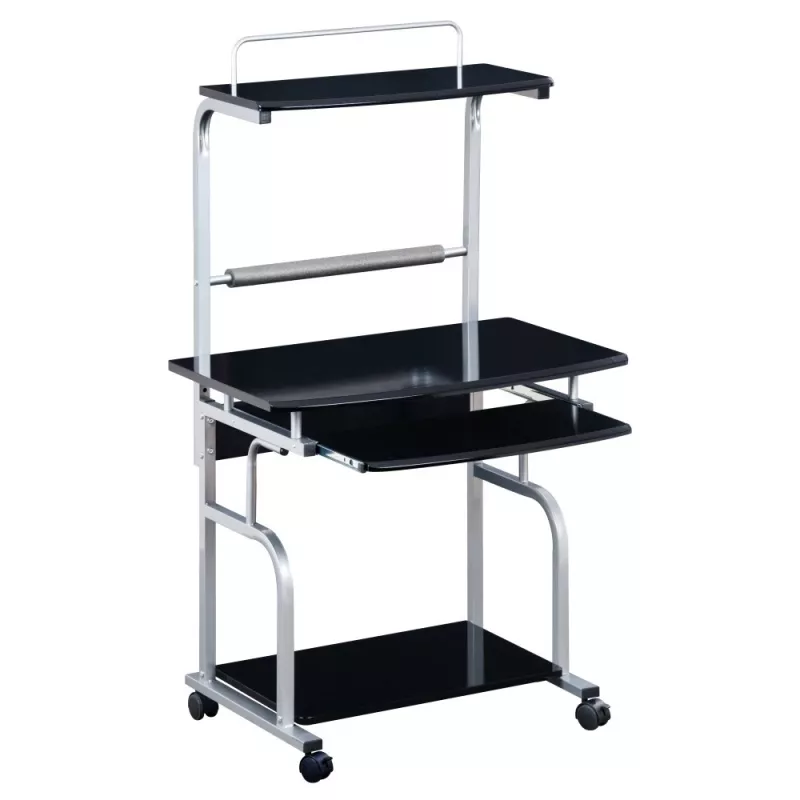 Techly Compact Multi-Function Computer Desk, Glossy Black ICA-TB 7800BK