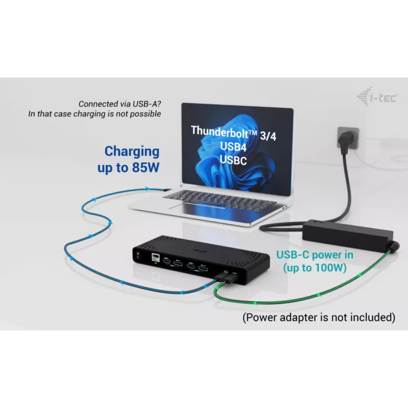 i-tec Universāla Dual 4K displeja dokstacija + Power Delivery 85W