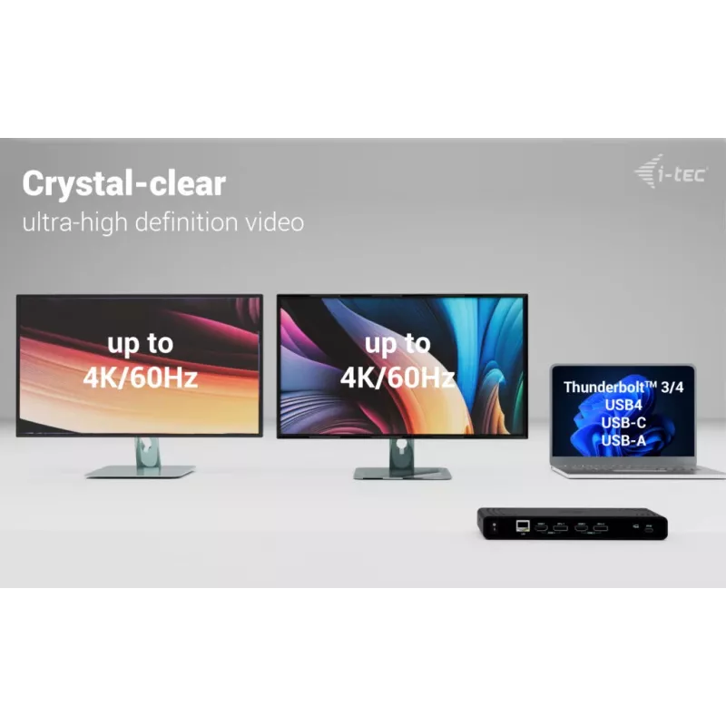 i-tec Universāla Dual 4K displeja dokstacija + Power Delivery 85W