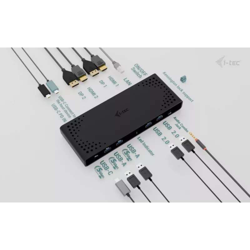 i-tec Universāla Dual 4K displeja dokstacija + Power Delivery 85W