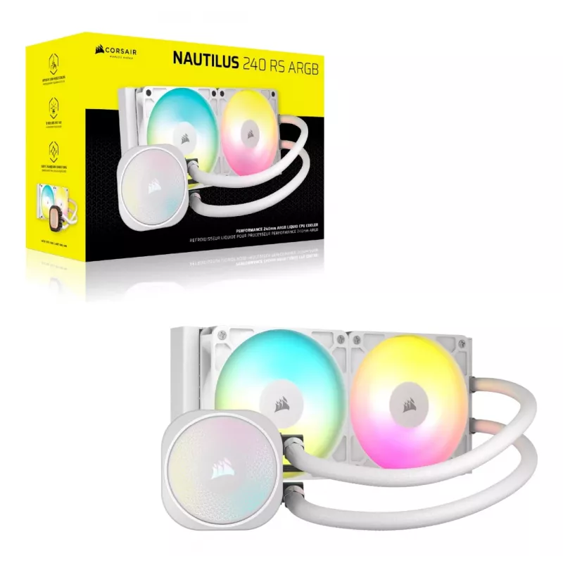 CORSAIR Nautilus 240 Rs ARGB Šķidruma Dzesētājs Procesoram Visapkārt Šķidruma Dzesētājs Balts