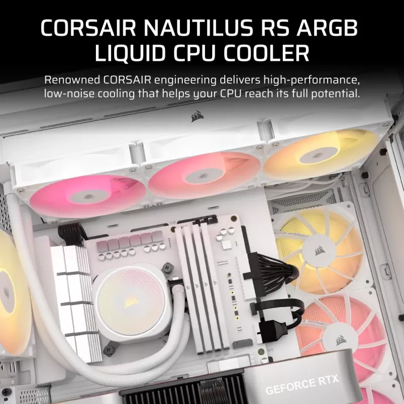 CORSAIR Nautilus 240 Rs ARGB Šķidruma Dzesētājs Procesoram Visapkārt Šķidruma Dzesētājs Balts