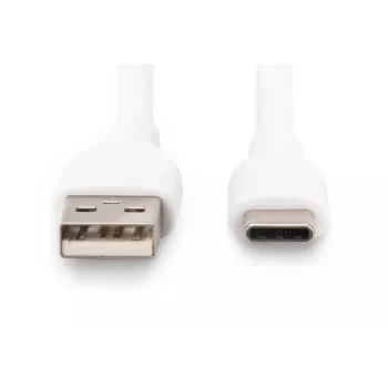 DIGITUS USB-C silikona uzlādes kabelis USB-A - USB-C USB 2.0 60W - 50cm Balts