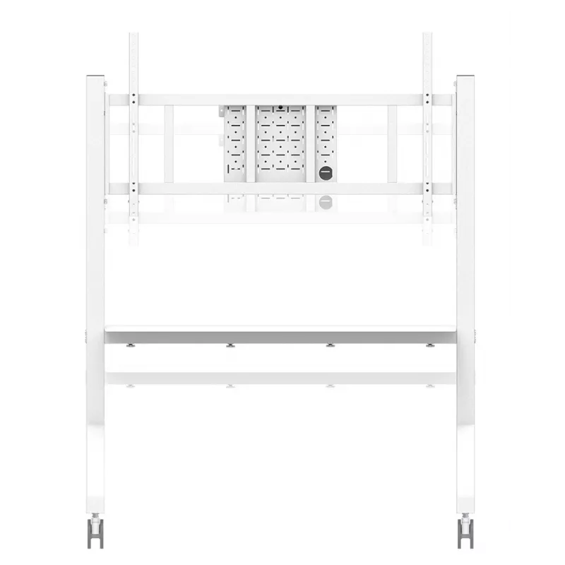 Neomounts MOVE Go XL FL50-575WH1 televizora ratiņi, 65-110 collas, līdz 125 kg, VESA 100x100-1100x600, augstums 129-139 cm, ar fiksēšanu, ātra montāža, TÜV, balti