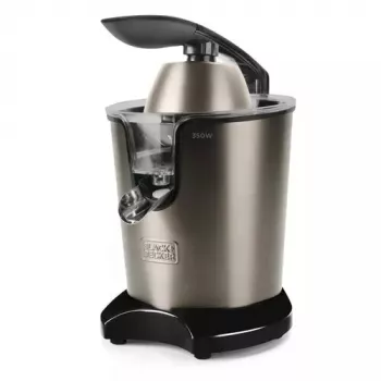 Centrbēdzes sulu spiede Black & Decker BXCJ350E — 350 W, 0,65 L sulas trauks, nerūsējošais tērauds/melns, regulējama mīkstuma kontrole
