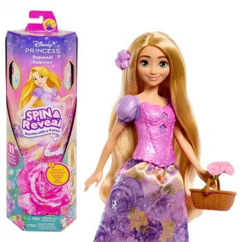 Disney Princess Spin & Reveal Rapunzel modes un aksesuāru komplekts ar 11 pārsteigumiem