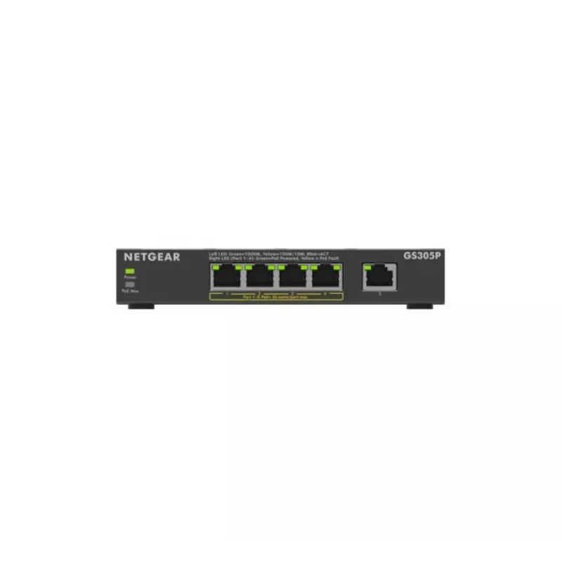 NETGEAR GS305Pv3 Nepārvaldāms Gigabit Ethernet (10/100/1000) PoE slēdzis, melns