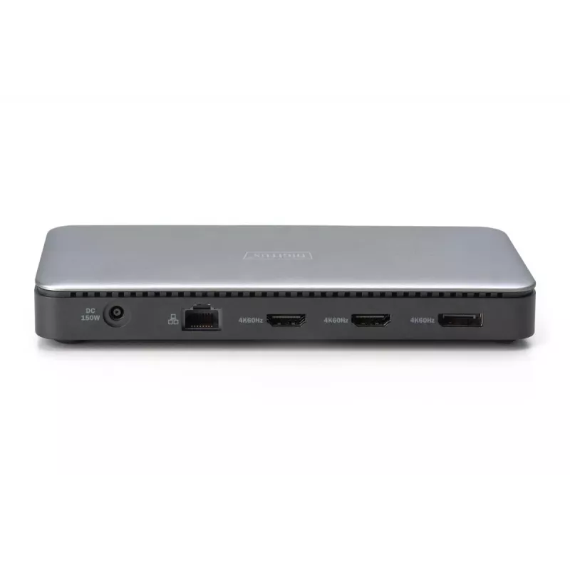 DIGITUS USB-C dokstacija, 11 porti - 2x HDMI / DP / 2x USB-A 3.2 Gen 2 / USB-C 3.2 Gen 2 / GbE / SD / MicroSD / DC-Jack - 150 W maks / 3.5 mm
