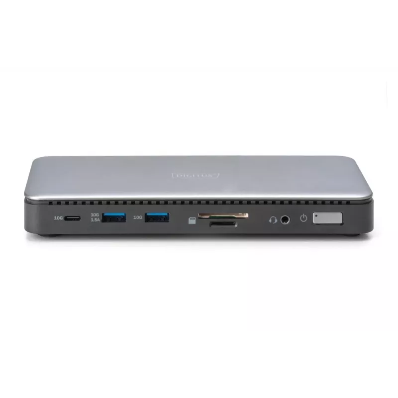 DIGITUS USB-C dokstacija, 11 porti - 2x HDMI / DP / 2x USB-A 3.2 Gen 2 / USB-C 3.2 Gen 2 / GbE / SD / MicroSD / DC-Jack - 150 W maks / 3.5 mm