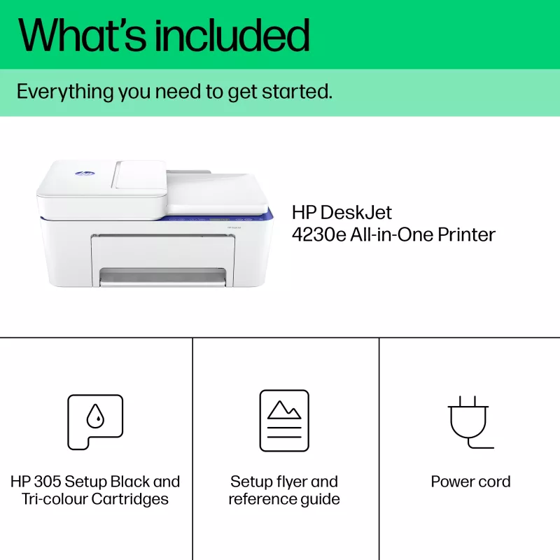 HP DeskJet 4230e Bezvadu Daudzfunkcionāls Krāsu Printeris, Instant Ink; Kopētājs, Skeneris