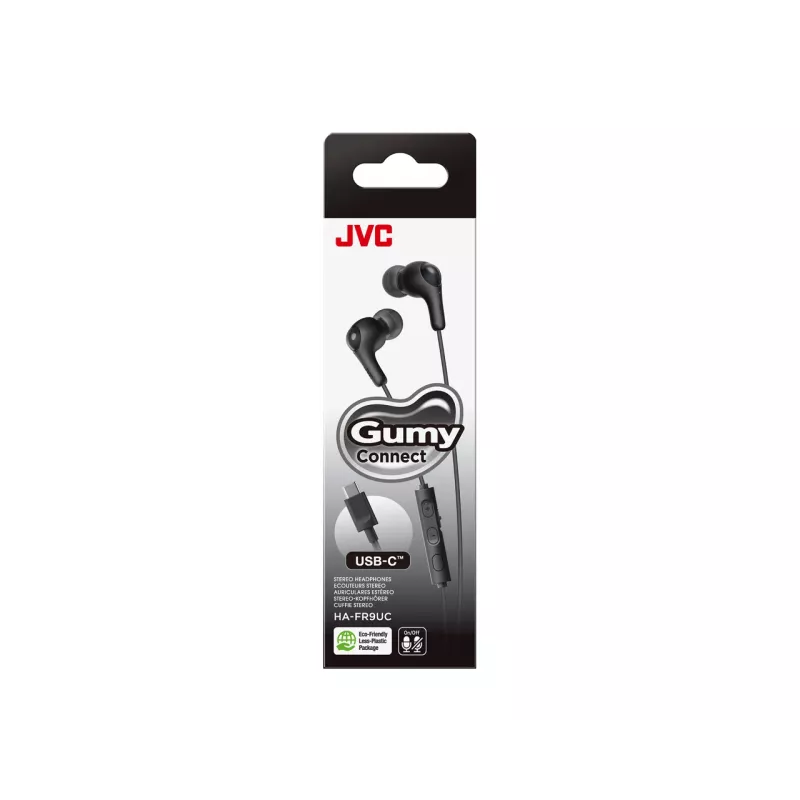 JVC HA-FR9UC vadu austiņas, USB-C, 9,2 mm skaļrunis, mikrofons un pults uz vada, 1,2 m, melnas